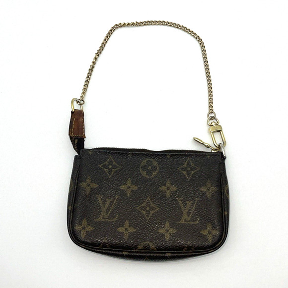 LOUIS VUITTON Pochette Accessories Mini Bag Monogram Purse Brown Authentic - Picture 4 of 15